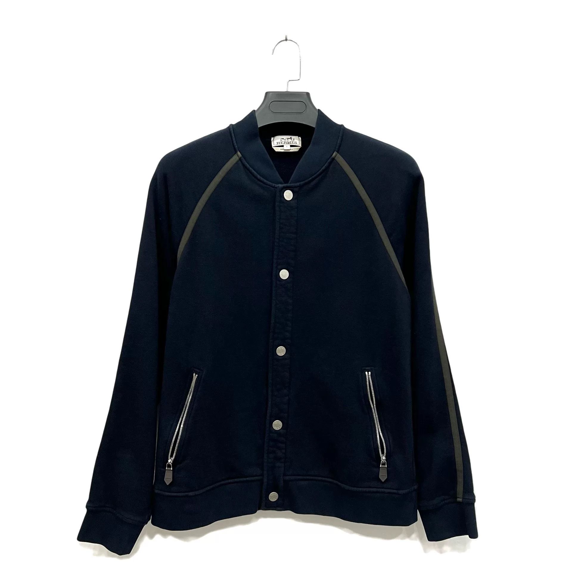 Hermes Hermes Logo Button-Up Jacket in Navy Size US L / EU 52-54 / 3 - 1 Thumbnail