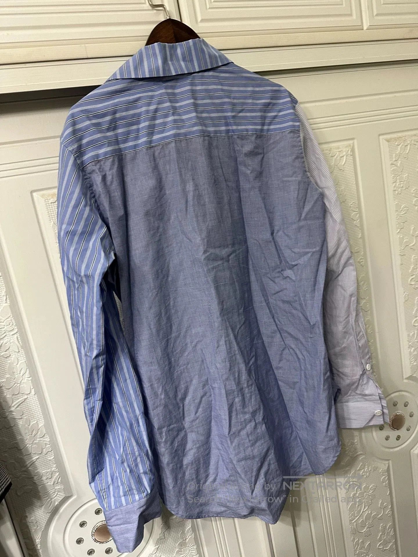 Y's Blue Striped Asymmetrical Button-Up Shirt. Size US M / EU 48-50 / 2 - 4 Thumbnail