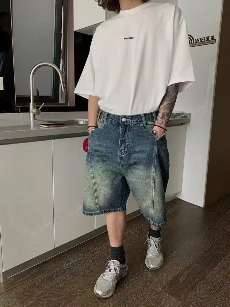 Japanese Brand × Jean Blue street distressed washed denim shorts y2k Size US 32 / EU 48 - 1 Thumbnail