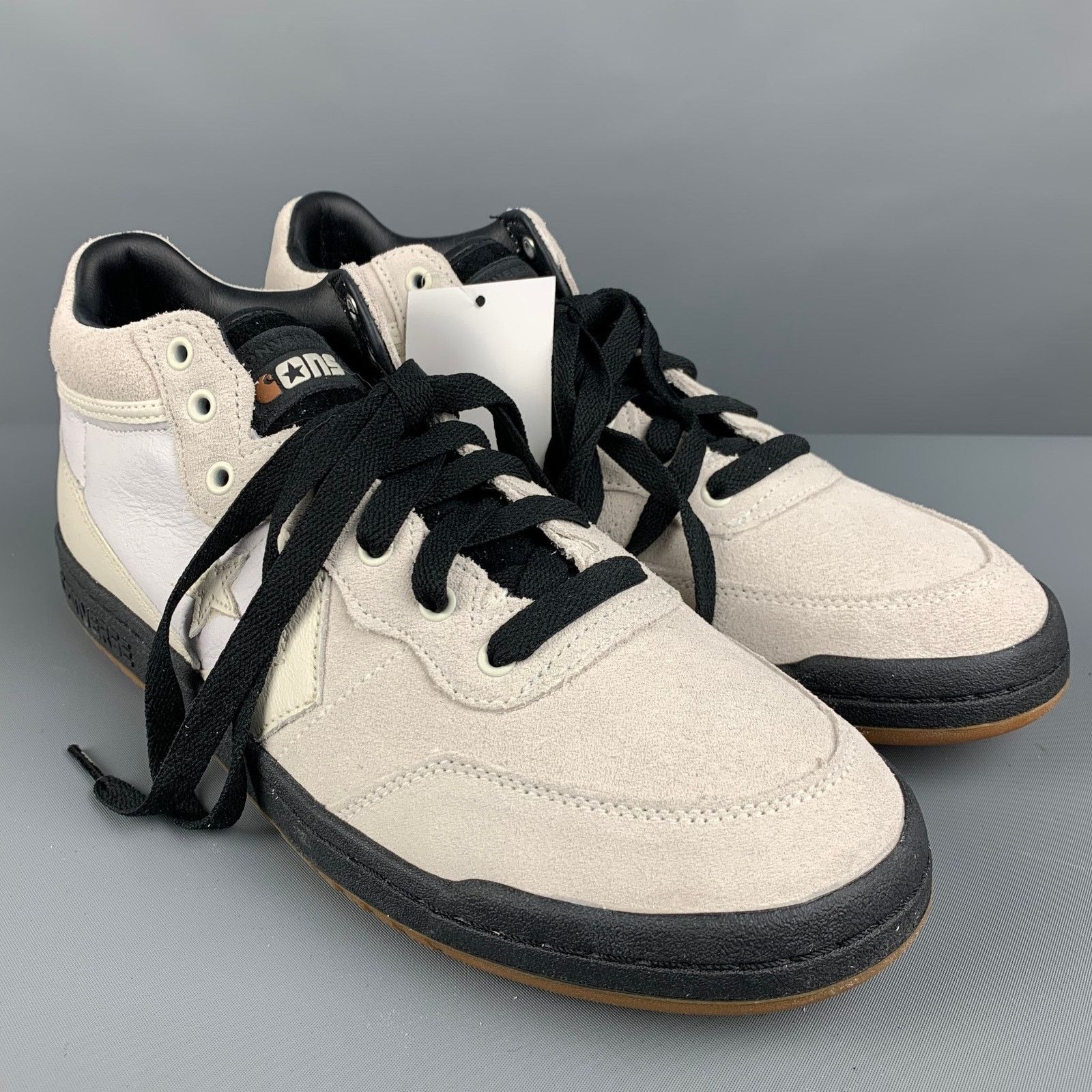CONVERSE 10 Cream Black Mixed Materials Leather Sneakers
