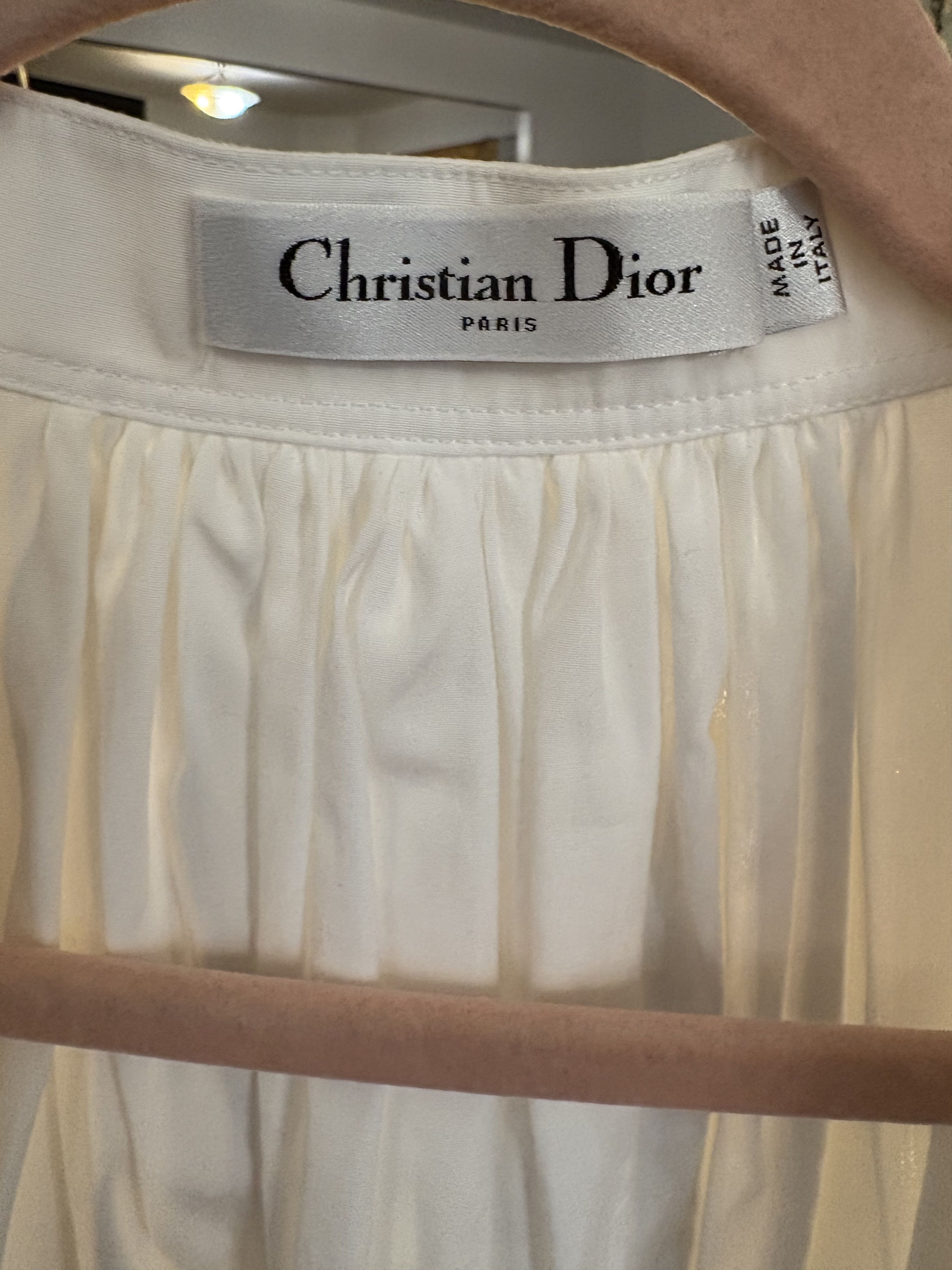 Dior DIOR White Cotton Blouse Size 34 Originally $1950 NWT Size XS / US 0-2 / IT 36-38 - 7 Thumbnail