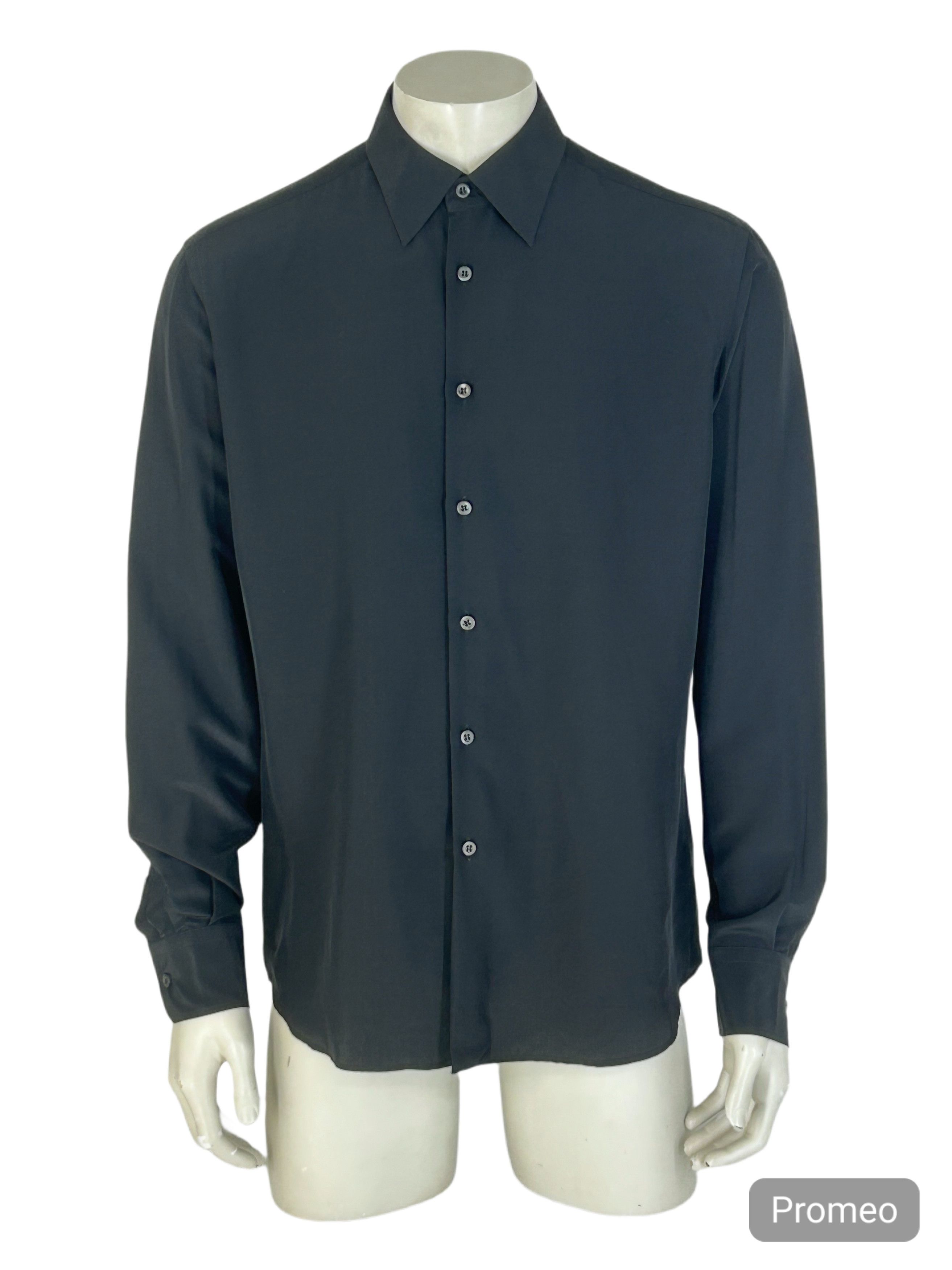 Prada PRADA CLASSIC BLACK SILK DRESS SHIRT Size US L / EU 52-54 / 3 - 1 Thumbnail