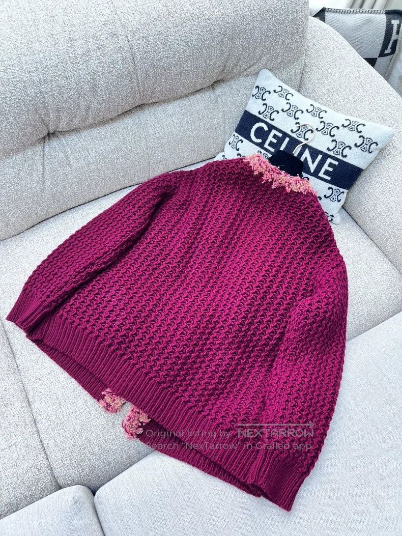 Chanel Chanel 22A Burgundy Pink Knitted Four-Pocket Cardigan coat Size XS / US 0-2 / IT 36-38 - 3 Thumbnail