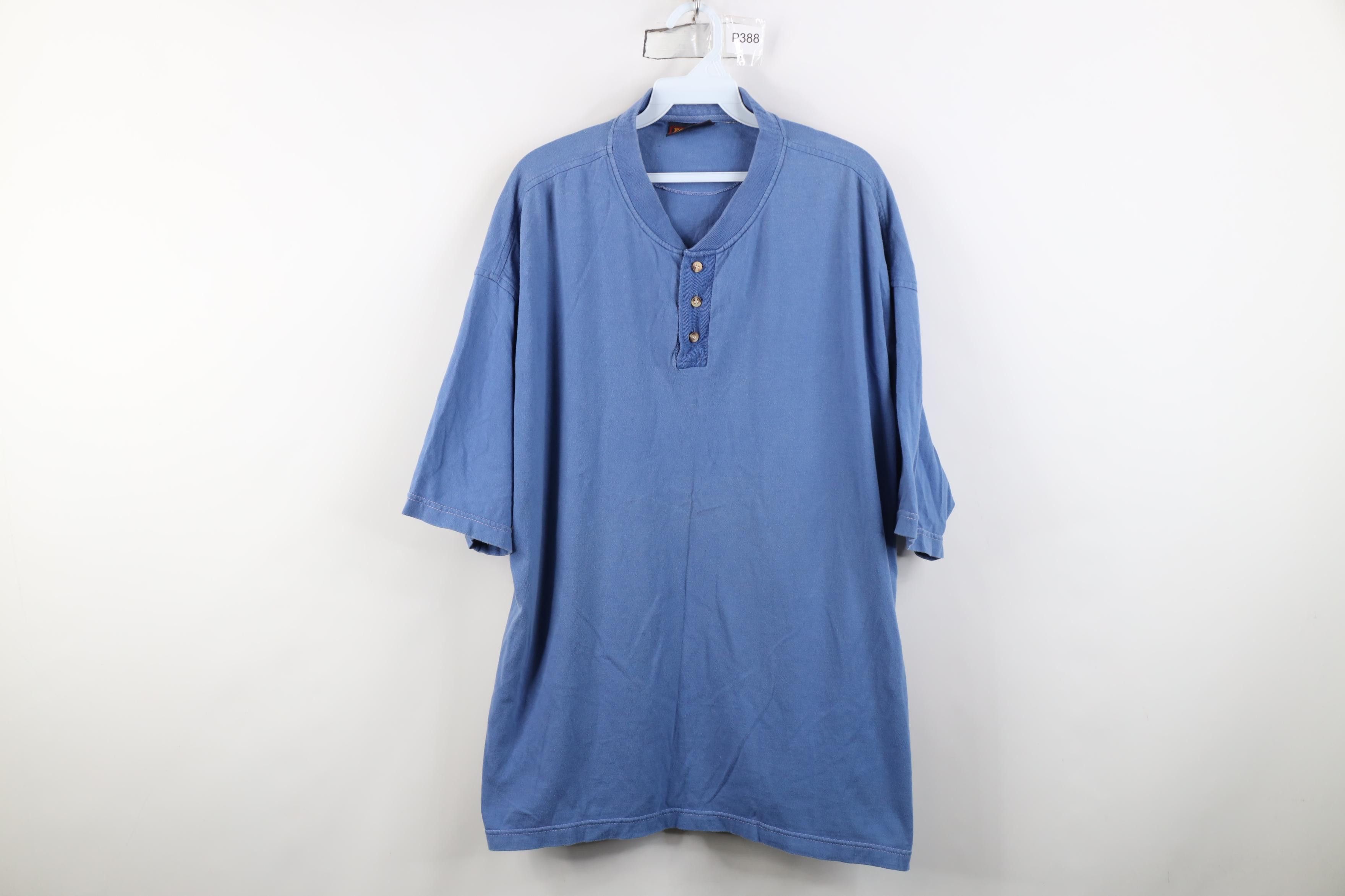 Vintage Vintage 90s Streetwear Baggy Fit Henley T-Shirt Blue Cotton Size US XL / EU 56 / 4 - 1 Thumbnail