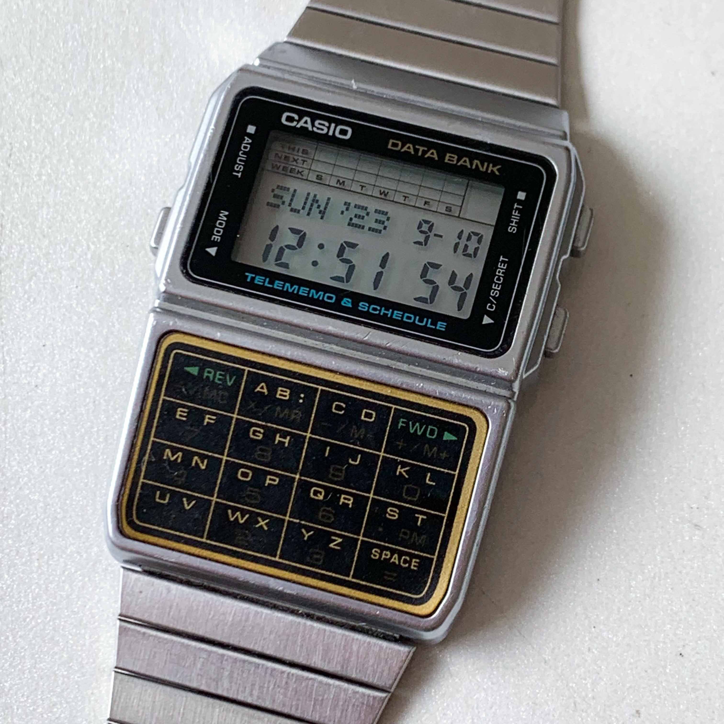 image of Casio OG Data Bank Watch in Silver, Men's