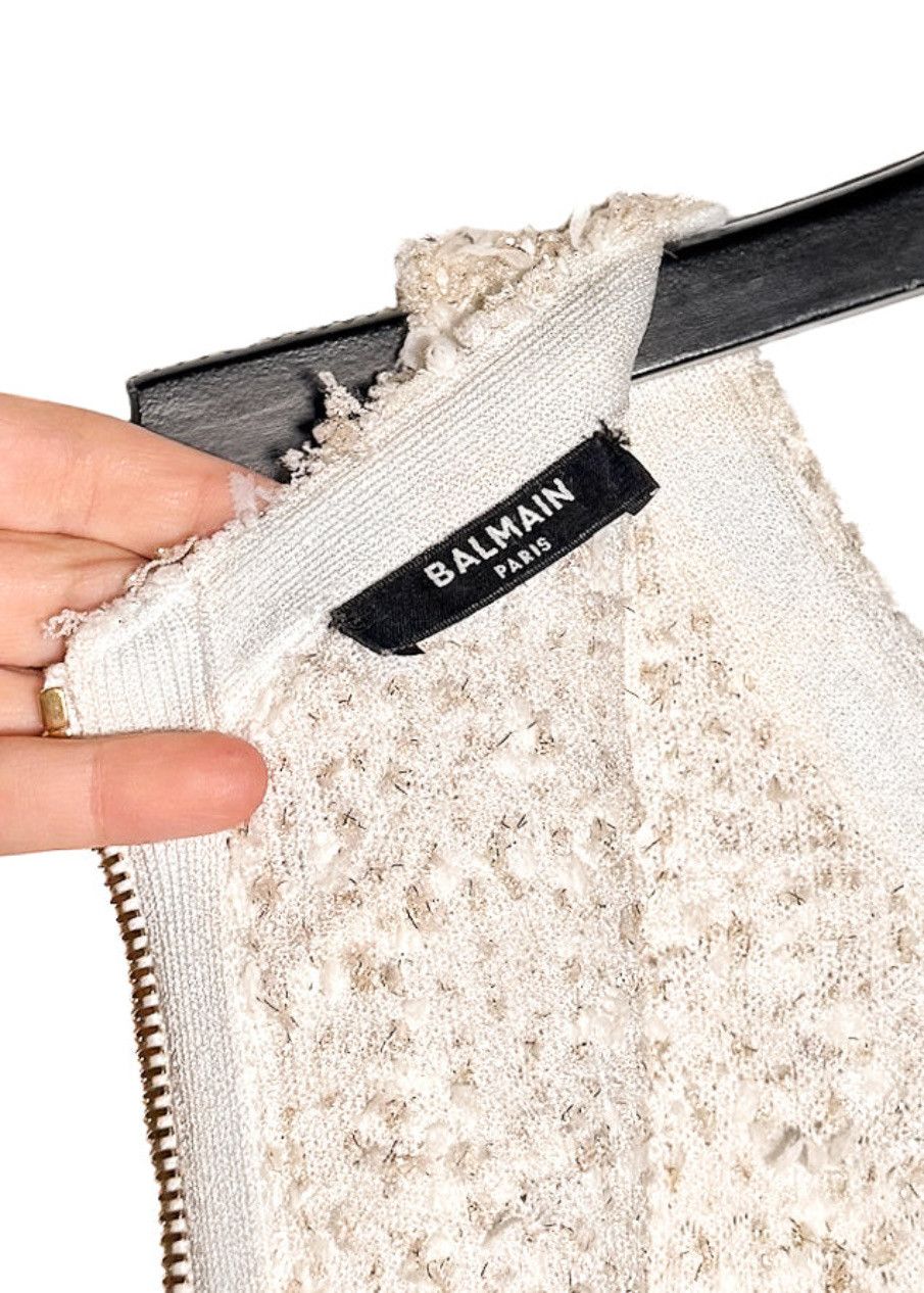 Balmain Balmain Ivory Gold Studded Embellished Tweed Dress Size XXL / US 16-18 / IT 52-54 - 9 Thumbnail