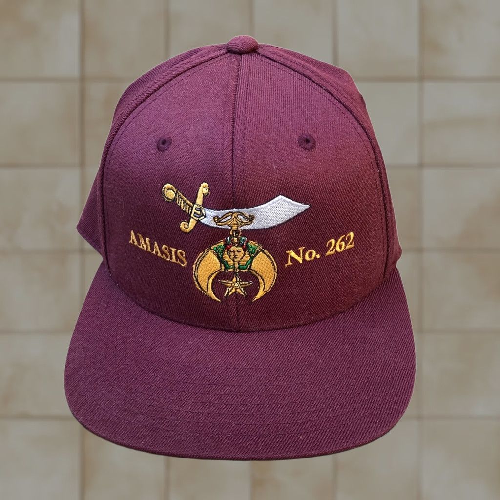 Vintage YUPOONG AMASIS TEMPLE NO. 262 Snapback Hat Men's One Size Wool Blend Cap Red Size ONE SIZE - 1 Thumbnail