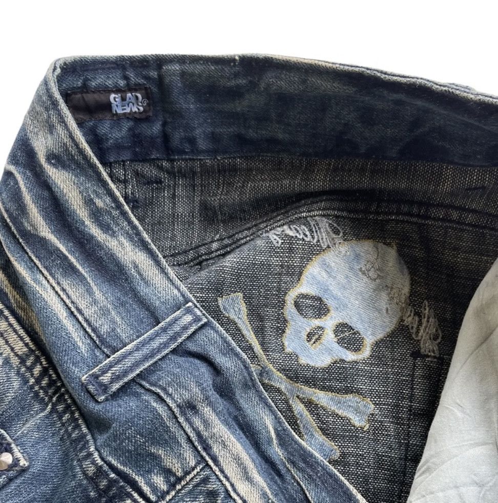 Japanese Brand Glad News LGB Punk Paint Splatted Studded Flare Denim Size US 31 - 12 Thumbnail