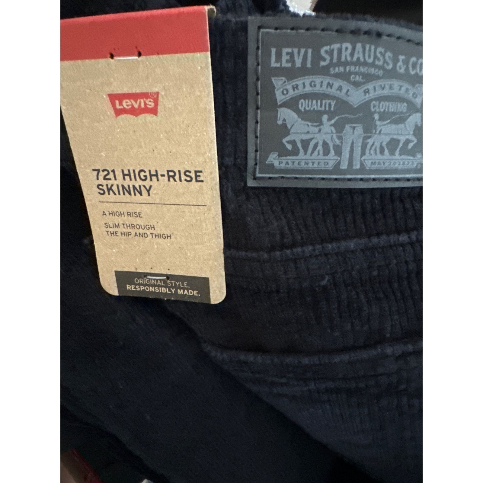Levi's Levi’s High-Rise Skinny Black Cords Irregular Women sz 33x30 Size 33" - 5 Thumbnail