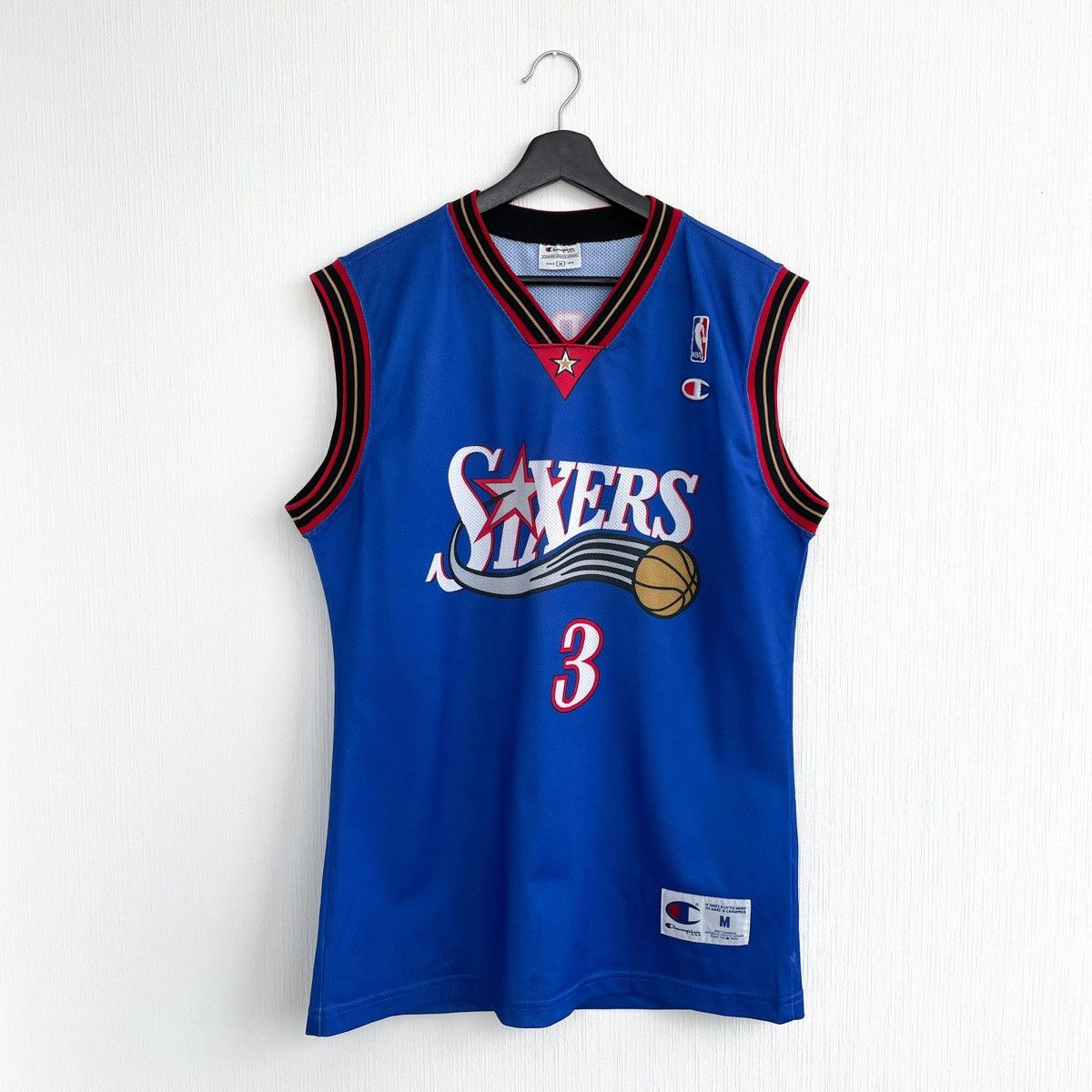 image of Philadelphia 76Ers Sixers 3 Basketball Champion Jersey in Blue, Men's (Size Small)