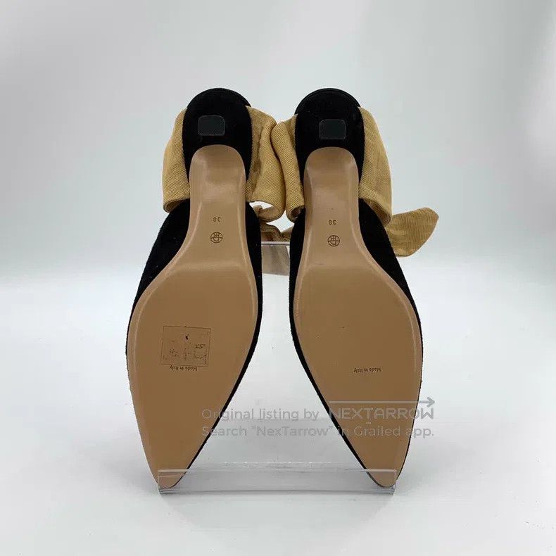 The Row The Row Black Pointed Toe Tie Bow Thin Heel Mules Size US 7.5 / IT 37.5 - 5 Thumbnail