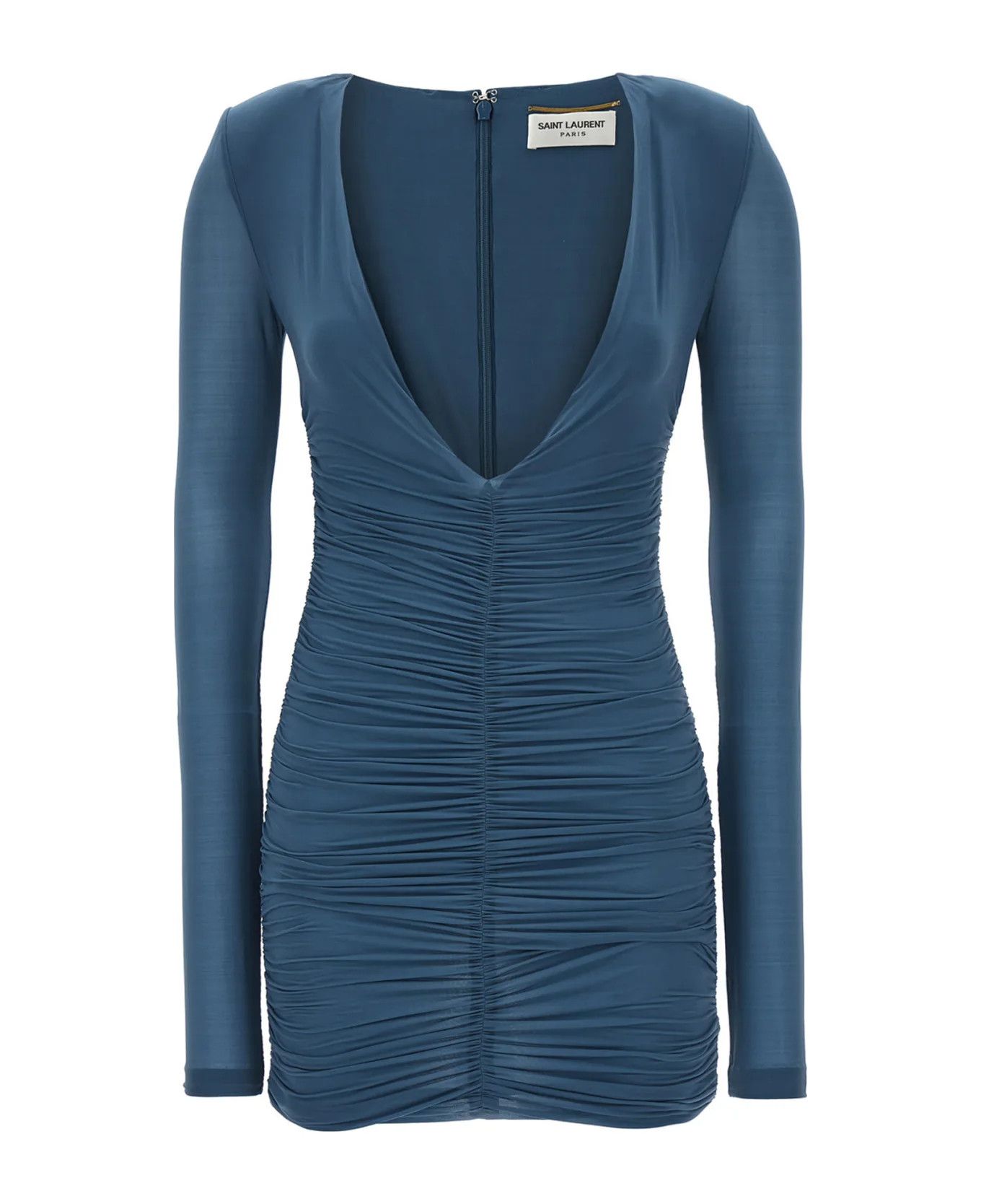 Saint Laurent Paris o1y0126 Mini Dress in Deep Teal Size S / US 4 / IT 40 - 1 Thumbnail