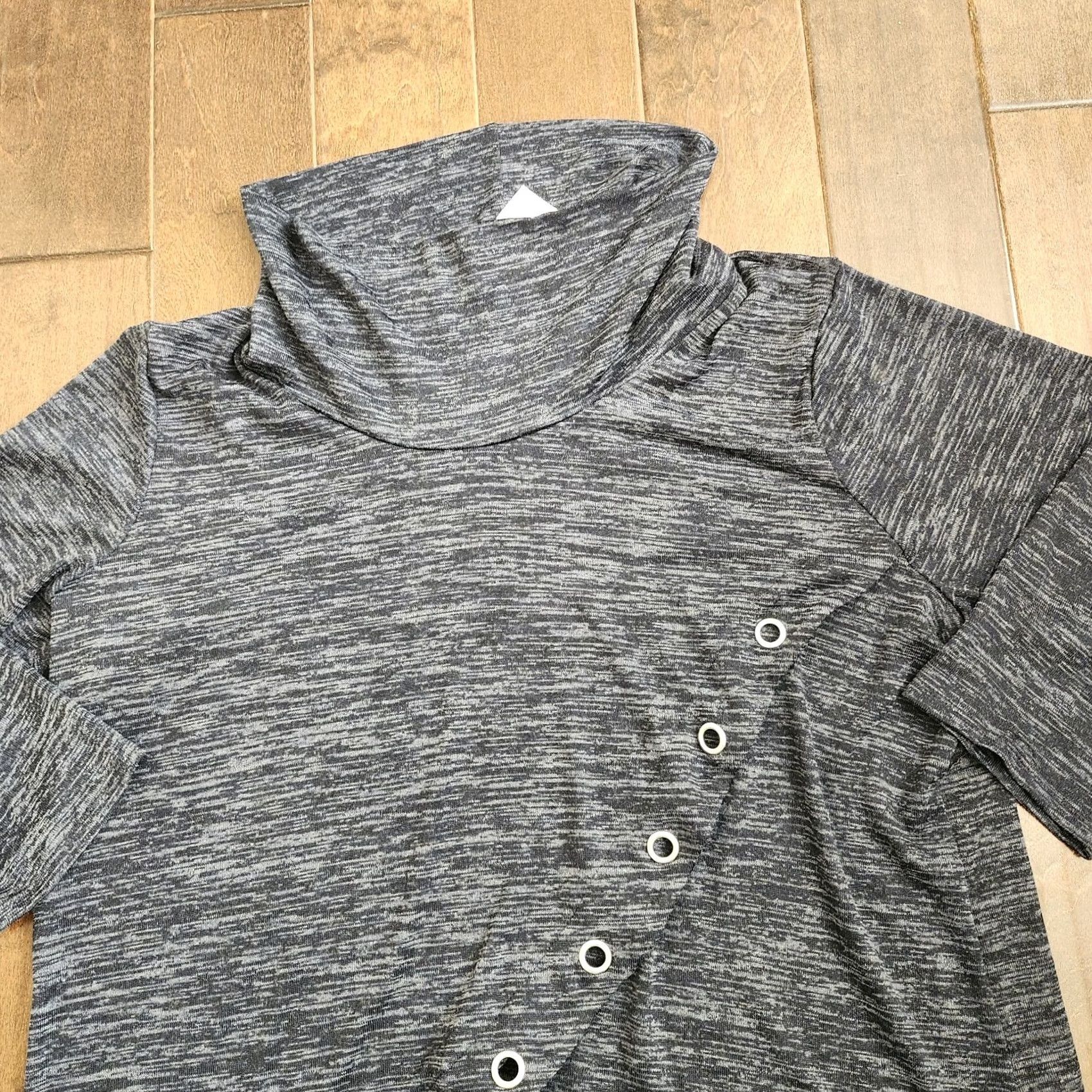 Vintage NY Collection Women's Gray Heathered Cross Over Cowl Neck Blouse - Size 3X Size XXL / US 16-18 / IT 52-54 - 6 Thumbnail