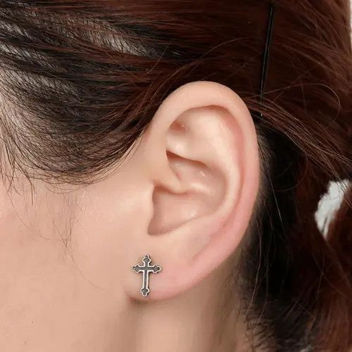 Other Black Cross Stud Earrings Size ONE SIZE - 1 Thumbnail