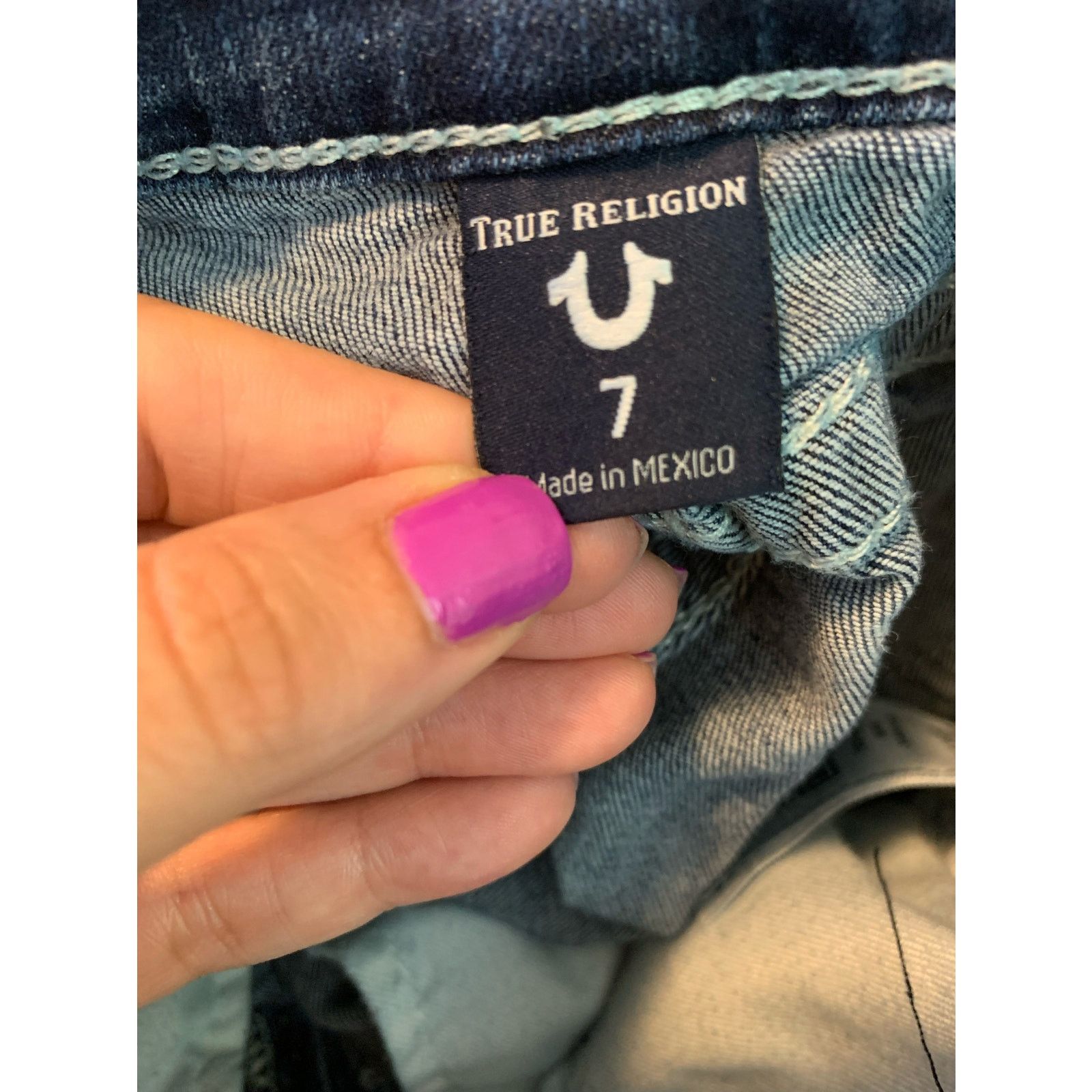 True Religion True Religion denim stretch distressed shorts size 7 Junior Size 23" - 3 Thumbnail