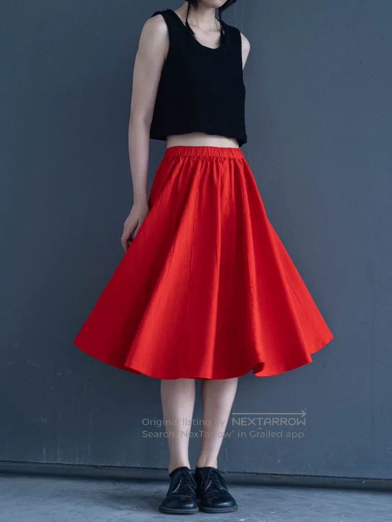Other Comme Des Garcons size XS Red spliced half skirt Size 23" - 1 Thumbnail