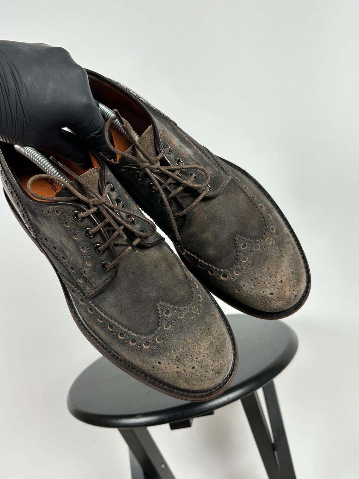 Santoni Santoni Wingtip Brogue Brown Suede Leather Shoes Size US 9.5 / EU 42-43 - 11 Thumbnail