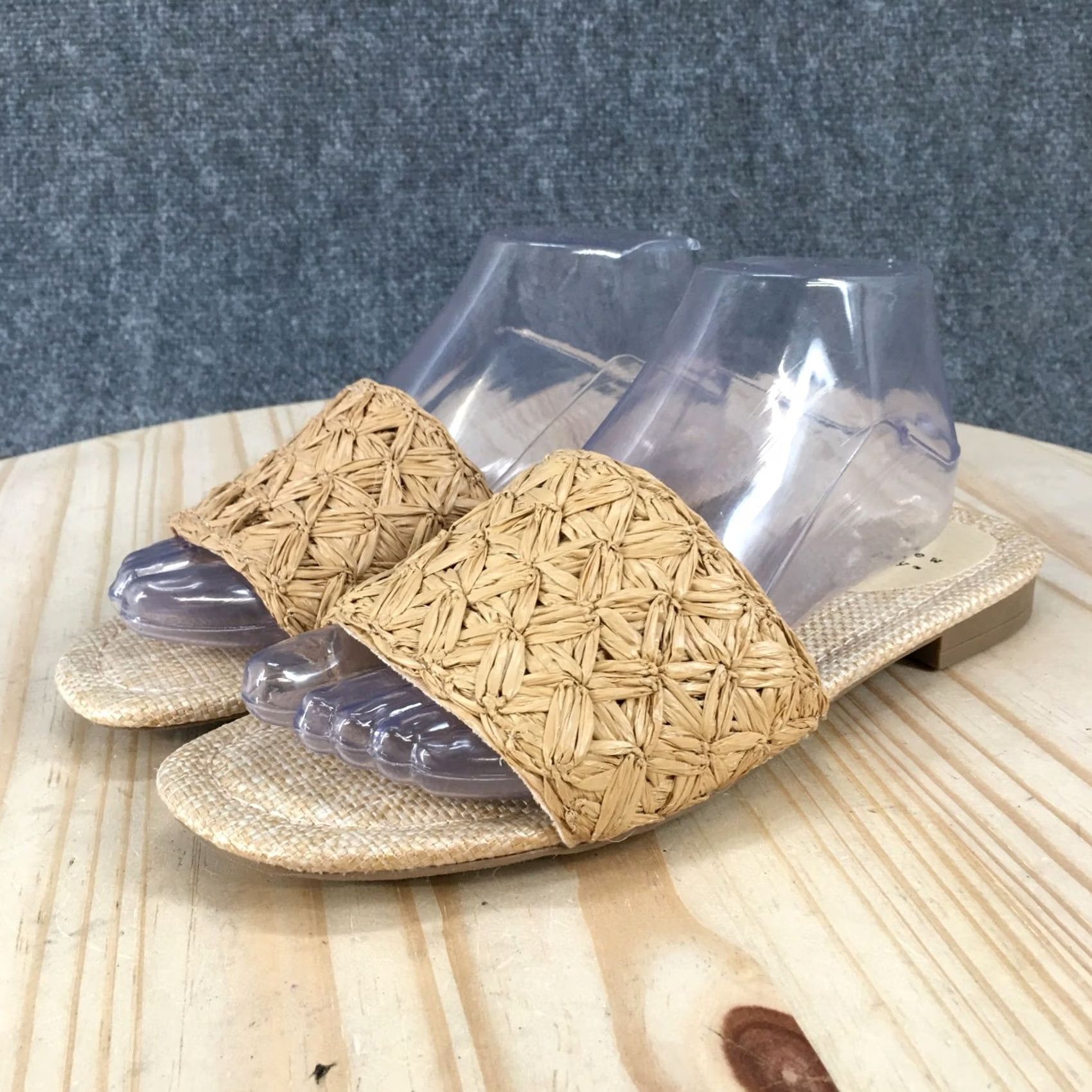 Vintage A New Day Sandals Womens 8 Raffia Woven Slide Tan Slip On Open Toe Casual Flats Shoes Womens 8 Sandals Slide Raffia Open Toe Tan Casual Flats Size US 8 / IT 38 - 6 Thumbnail