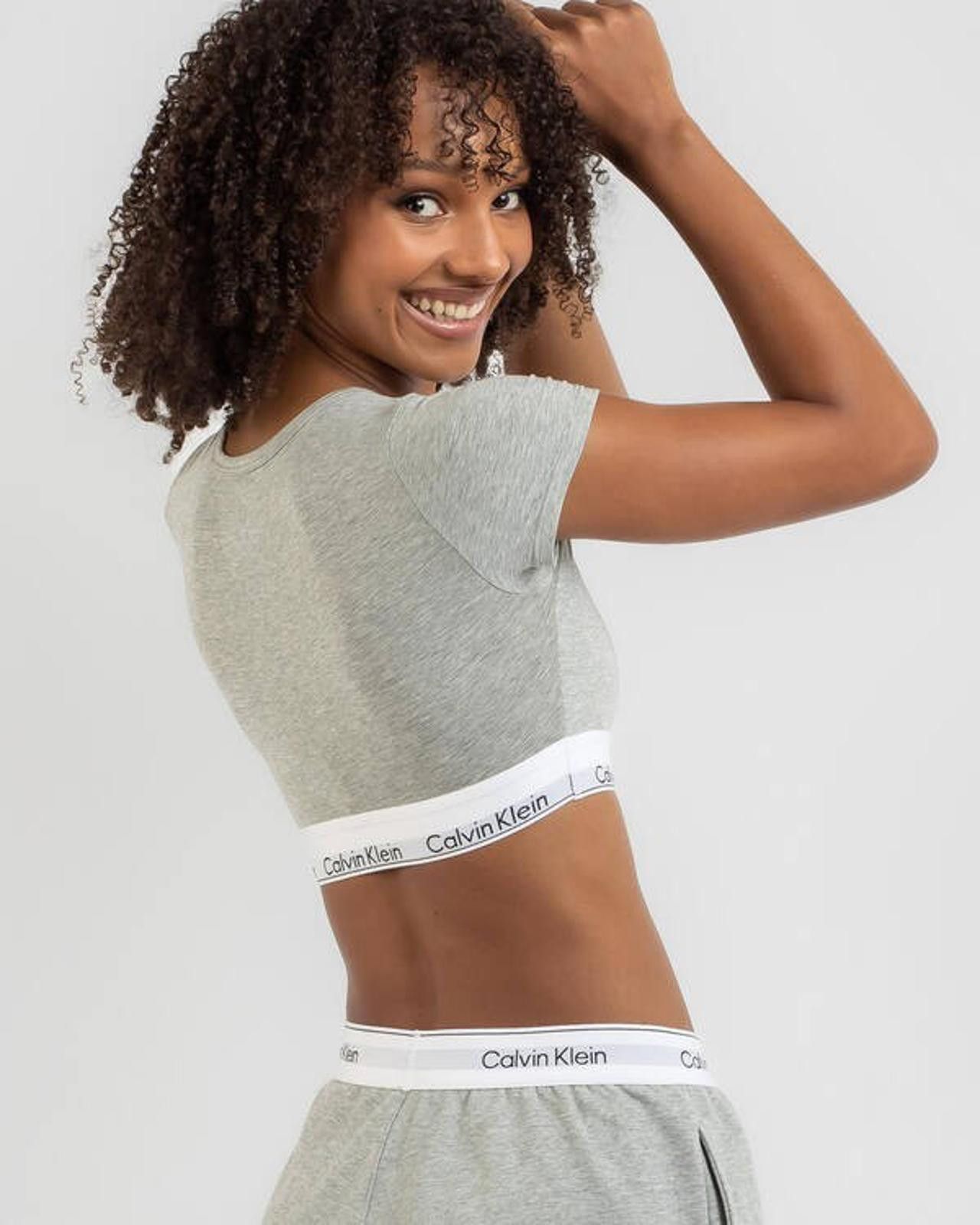 Calvin Klein Calvin Klein Modern Cotton T-Shirt Bralette Crop Top Gray Size L / US 10 / IT 46 - 2 Thumbnail