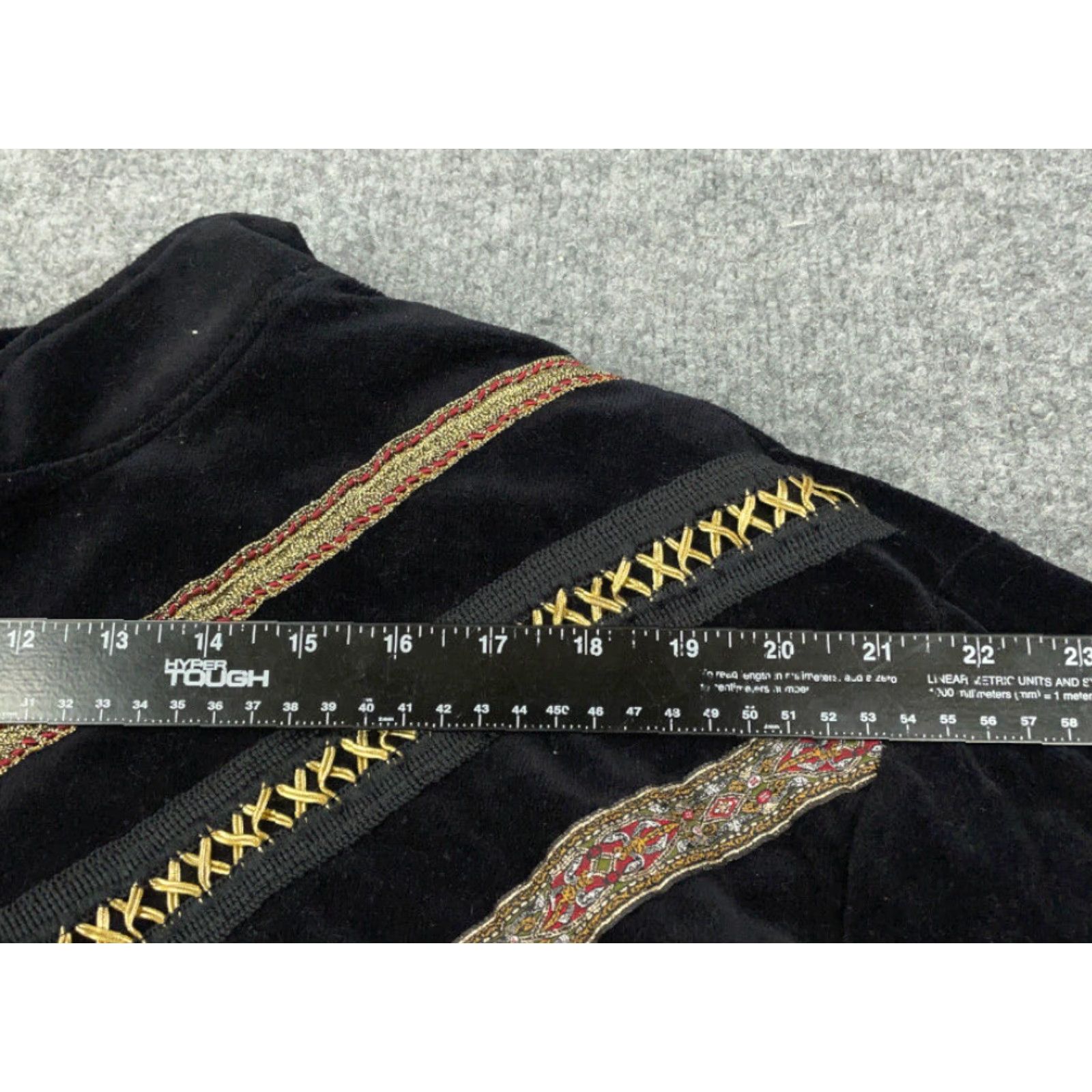 Velour VINTAGE Bonnie Blain Velour Zip Track Jacket Women 1X Black Striped Full Zip 90s USA Made Womens Size XL / US 12-14 / IT 48-50 - 5 Thumbnail