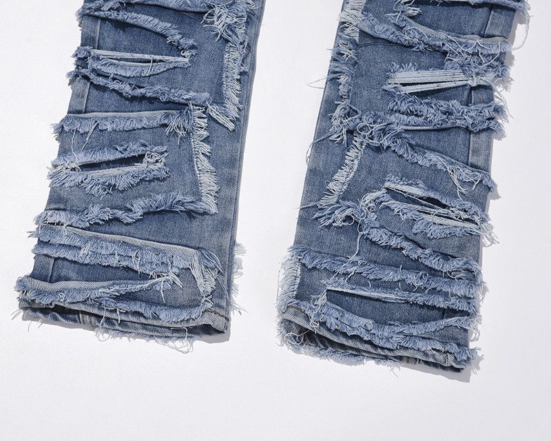 Japanese Brand × Vintage Retro Hole Ripped Distressed Straight Jeans Size US 29 - 8 Thumbnail