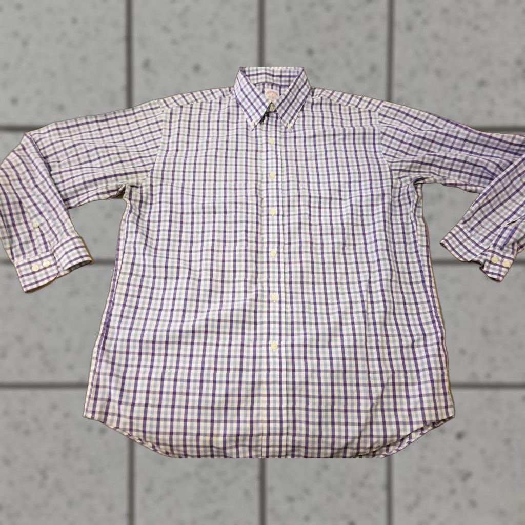 Brooks Brothers VINTAGE Brooks Brothers Dress Shirt Men M Blue Cotton Button Size 40R - 1 Thumbnail