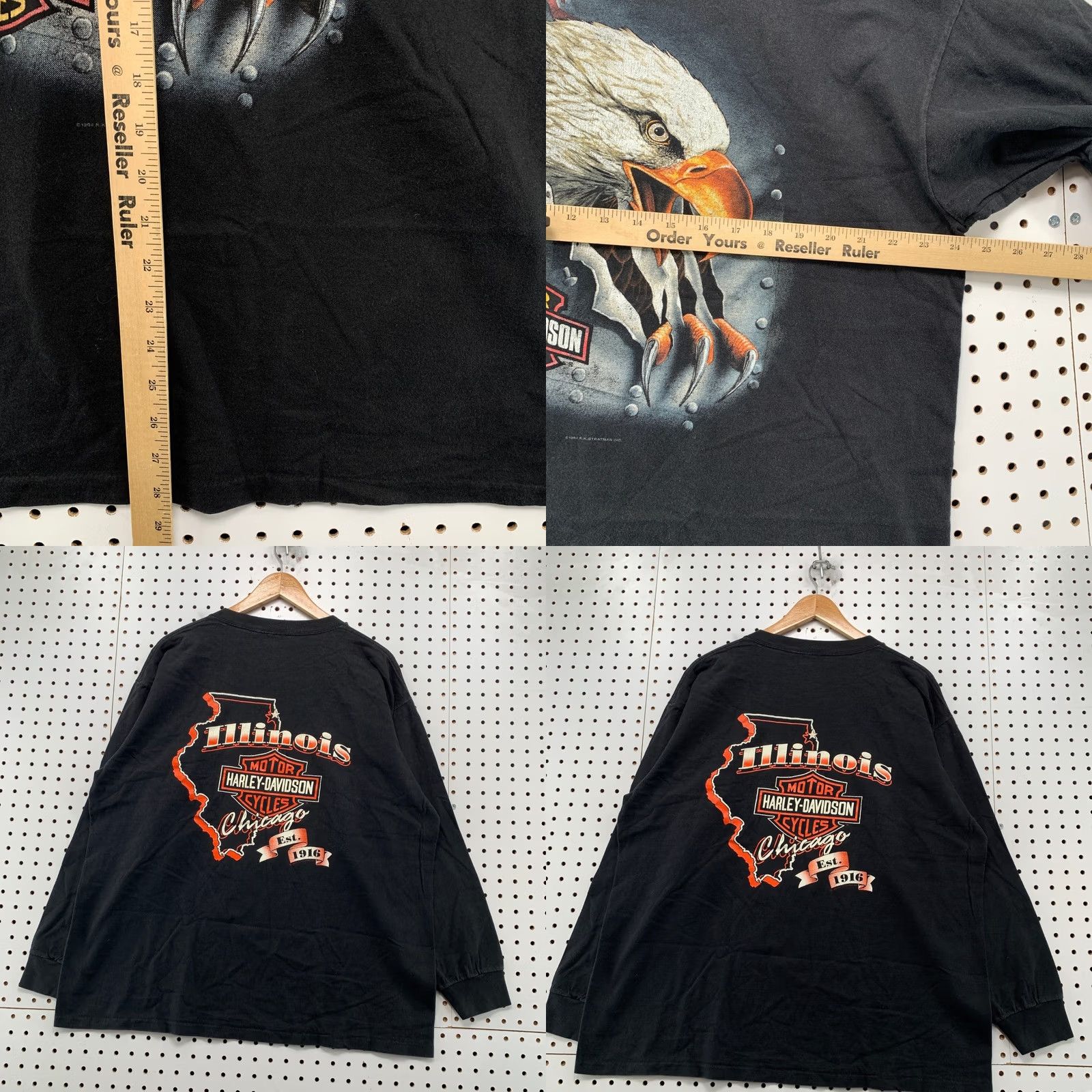 Harley Davidson VINTAGE Harley-Davidson Shirt Mens XXL Black Long Sleeve Chicago Crew Neck Graphic Print 1990s 90s Retro Motorcycle Rock Size US XXL / EU 58 / 5 - 8 Thumbnail