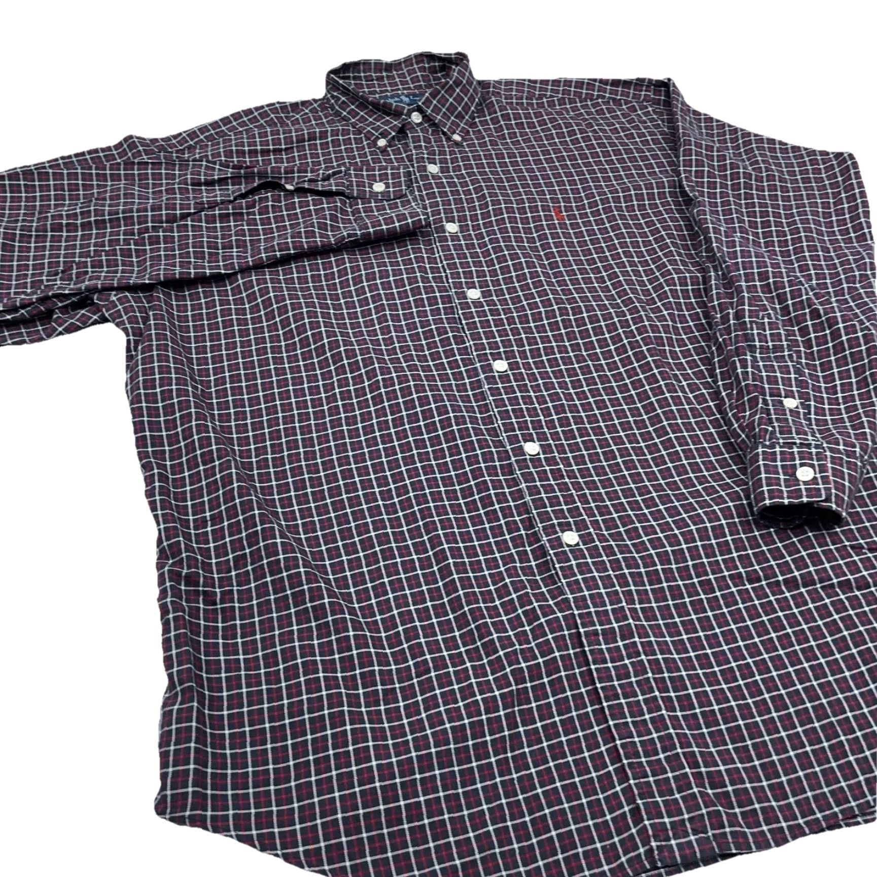 Ralph Lauren Ralph Lauren Shirt Men Large Blue Red Button Up Plaid Collar Down Logo Embroidered Casual Mystery Blake Tattersall A59 Size 42R - 5 Thumbnail