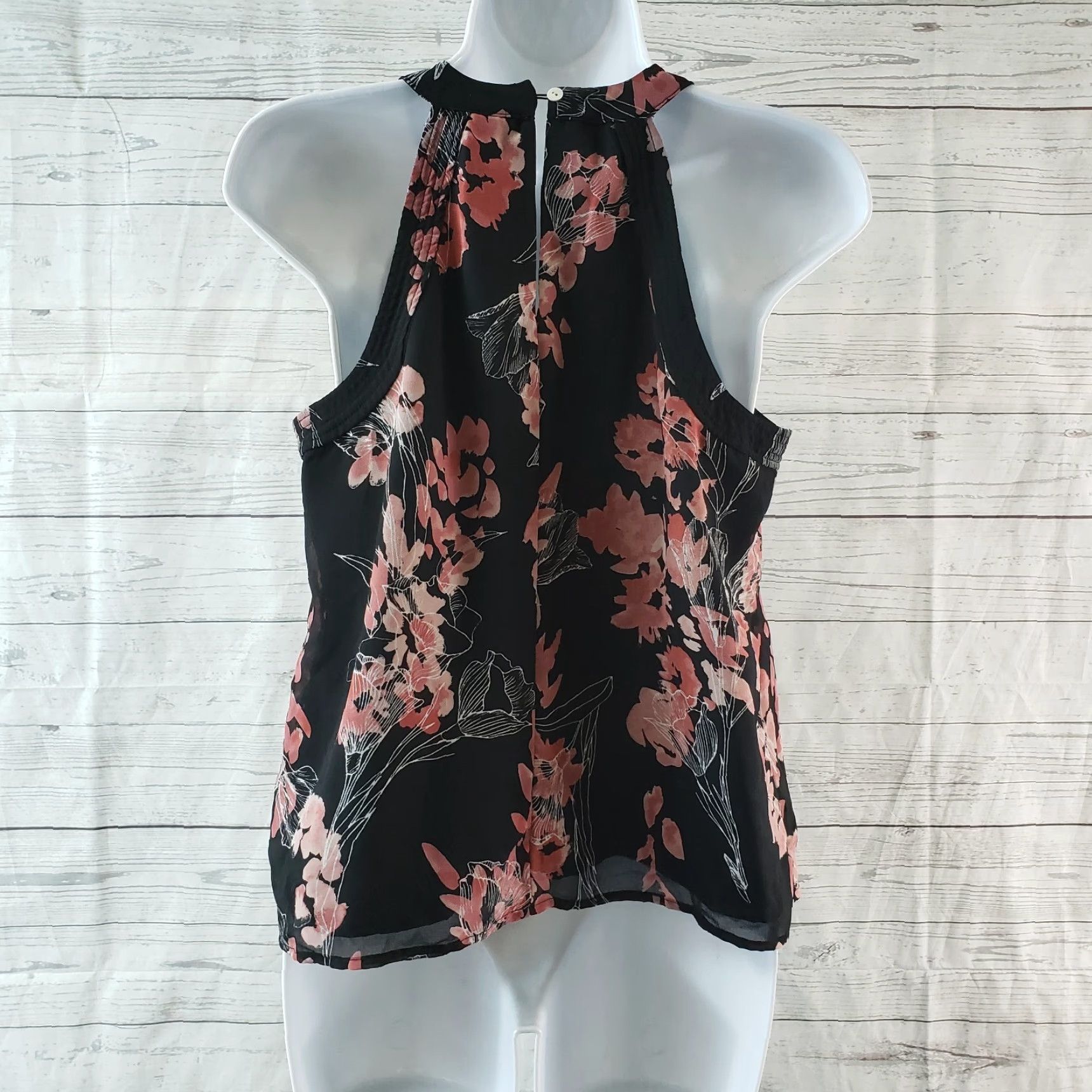 Vintage A New Day Womens Top Blouse Sleeveless Halter Floral Size Small Black Pink Garden 90s Mens Women Size S / US 4 / IT 40 - 4 Thumbnail