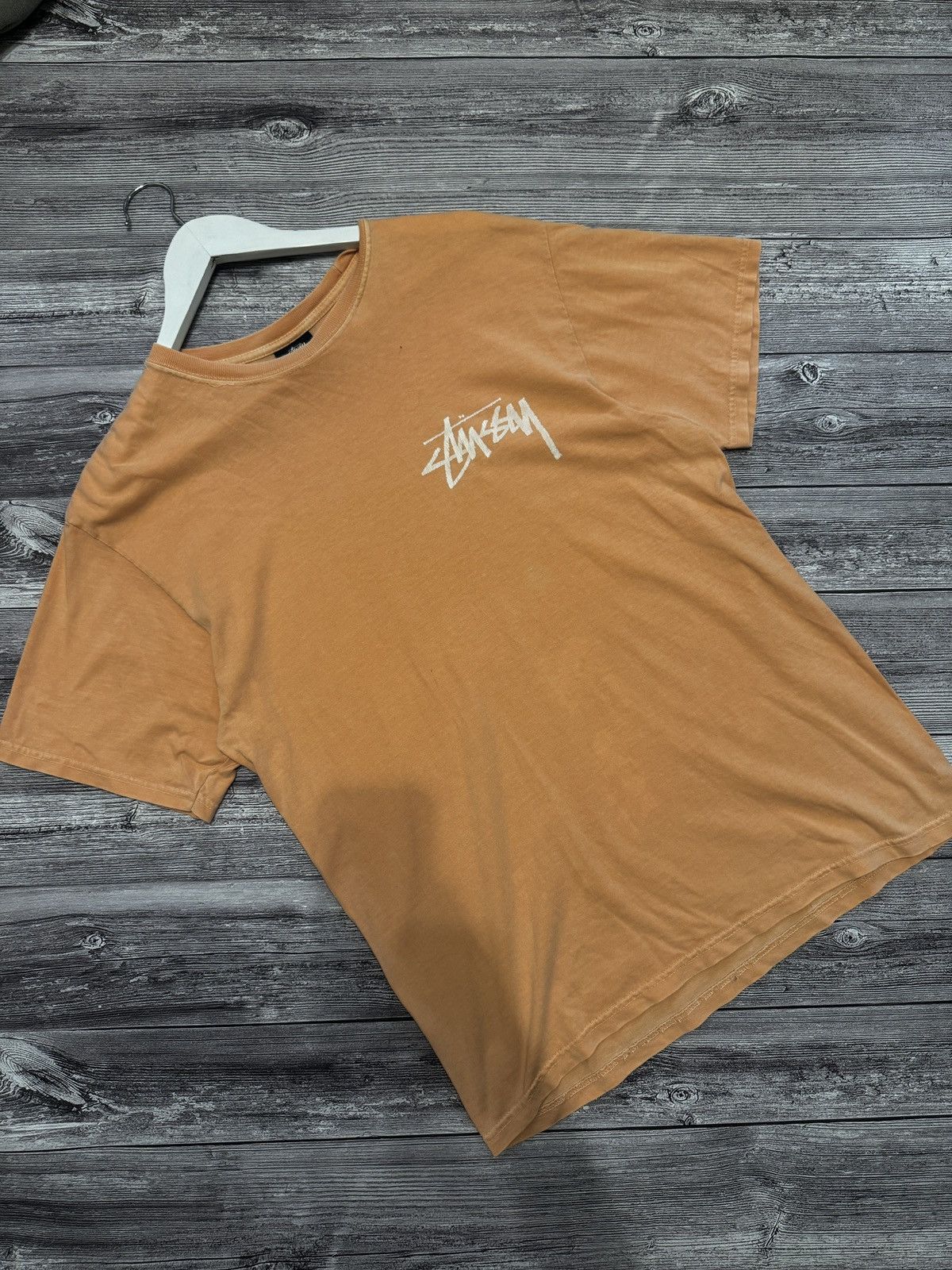 Stussy Stüssy Logo T-Shirt Tan Brown Cotton Streetwear Size US M / EU 48-50 / 2 - 1 Thumbnail