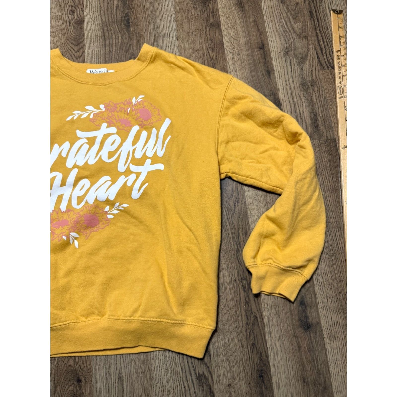 Vintage Wound Up Sweater Girl's Large Yellow Pink White Pullover Crew Neck Grateful Heart Womens Sweater Pullover Casual Regular Sleeve Long Vintage No Size L / US 10 / IT 46 - 4 Thumbnail