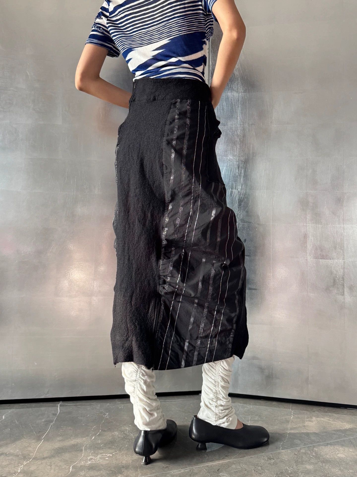 Other French Irregular Striped Textured Patchwork Skirt Size 27" / US 4 / IT 40 - 7 Thumbnail