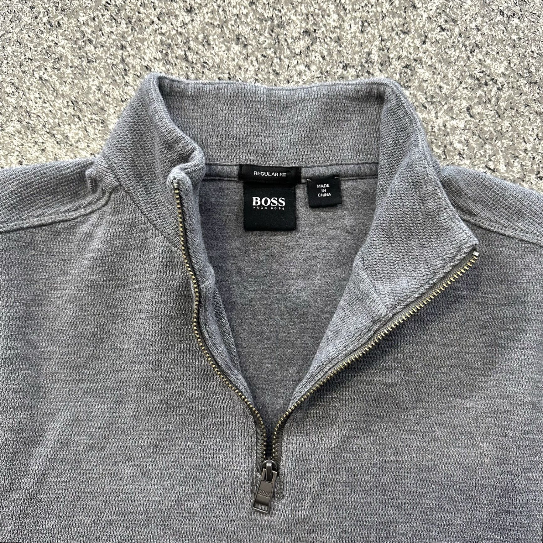 Hugo Boss HUGO BOSS Sweatshirt Pullover 1/4 Zip Mock Neck Mens L Gray Size US L / EU 52-54 / 3 - 2 Thumbnail