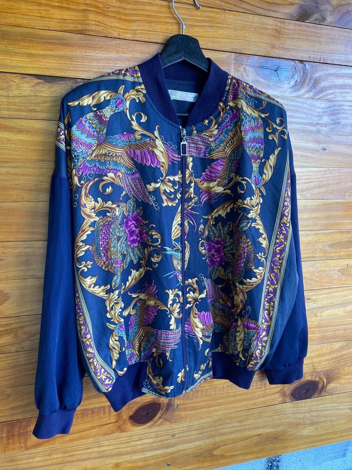Vintage Vintage DaSjee Bomber Jacket Baroque Bird Floral Pattern Size L / US 10 / IT 46 - 5 Thumbnail