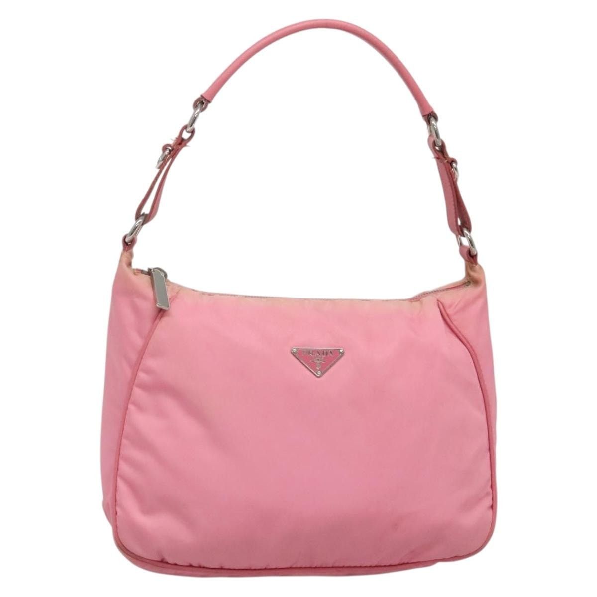 PRADA Shoulder Bag Nylon Pink Silver