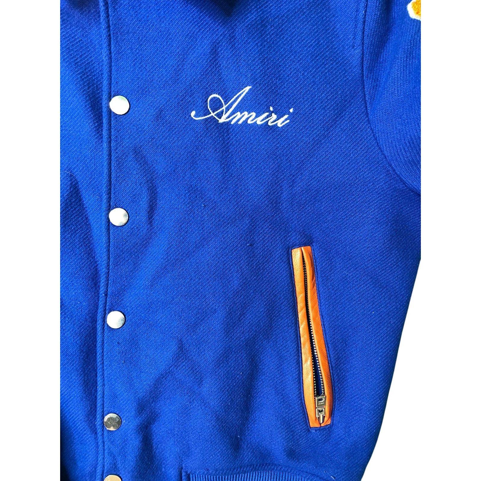Amiri Amiri "Orange Bone" Blue Varsity Jacket Size US L / EU 52-54 / 3 - 2 Thumbnail