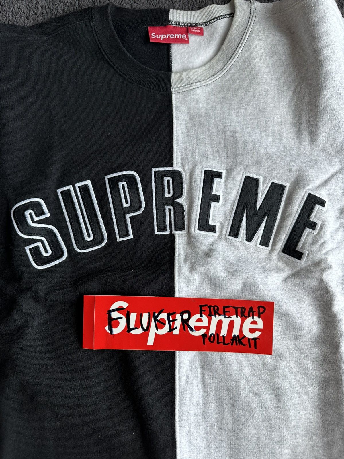 Supreme Supreme Split Two Tone Crewneck Sweatshirt size L Size US L / EU 52-54 / 3 - 2 Thumbnail