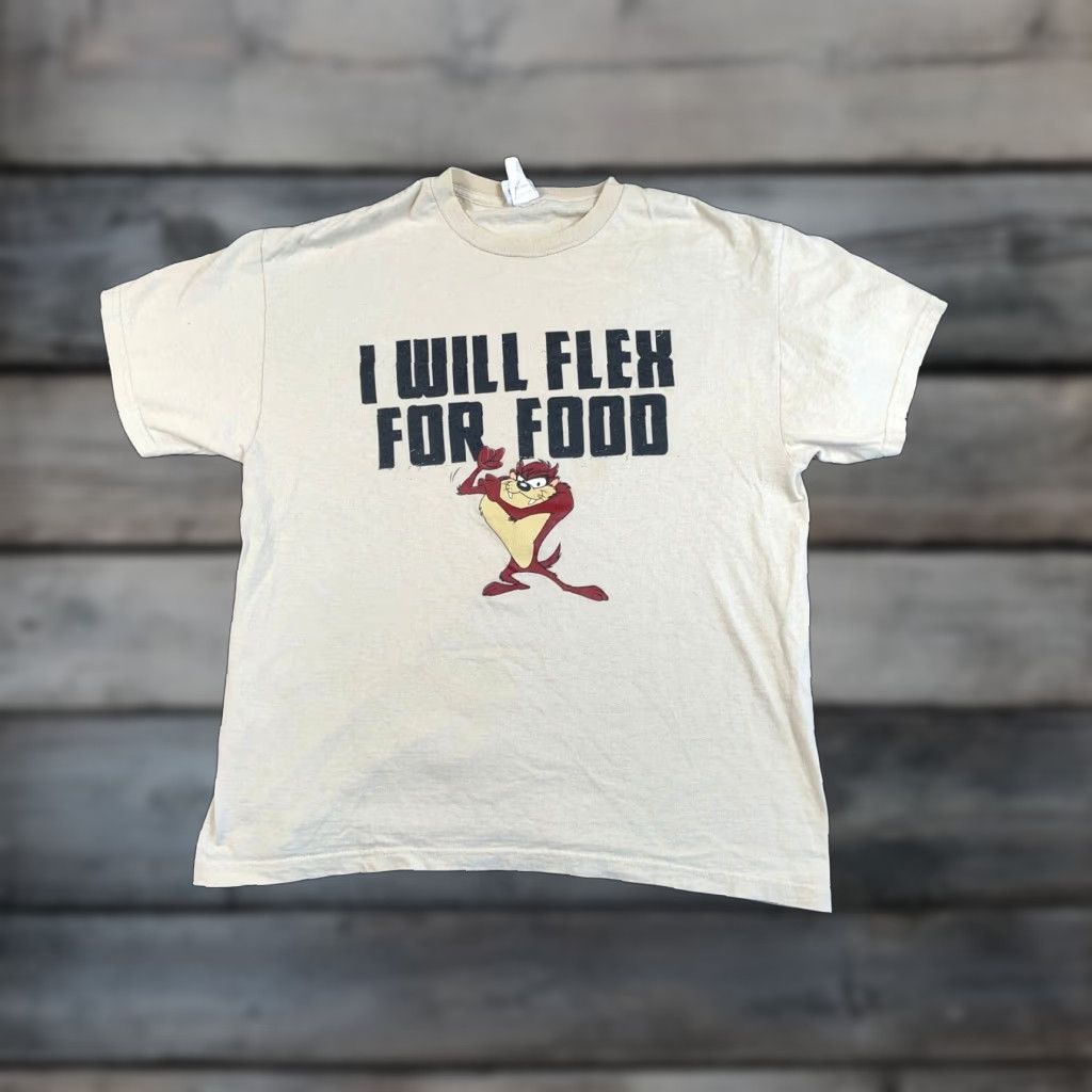 Vintage VINTAGE Looney Tunes Tasmanian Devil T-Shirt Adult Large Beige Graphic Print Retro Mens Size US L / EU 52-54 / 3 - 1 Thumbnail