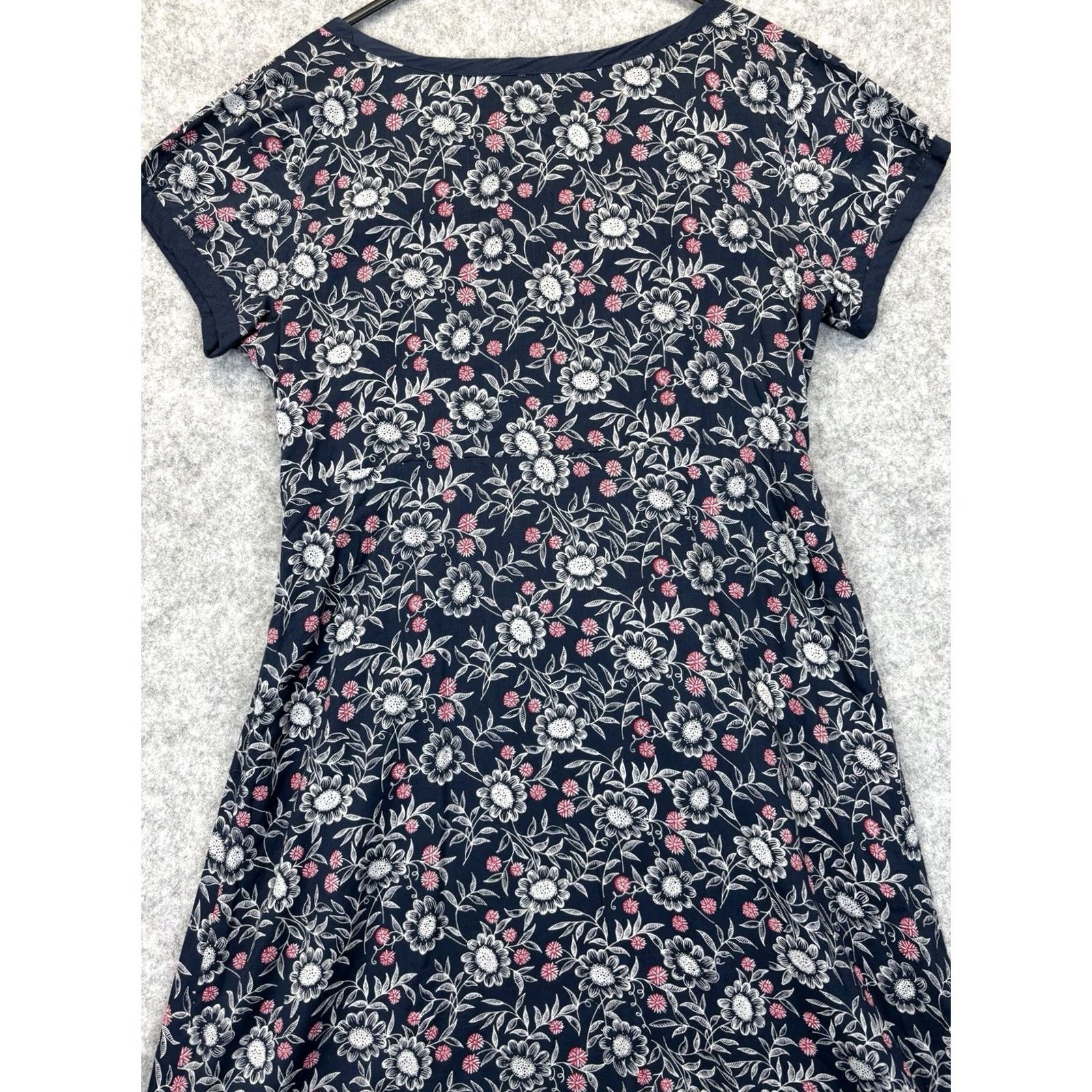 Vintage Seasalt Morvoren Dress Floral Navy UK 14 Fit & Flare Women’s Short Sleeve Knee Length Casual Party Size XL / US 12-14 / IT 48-50 - 4 Thumbnail