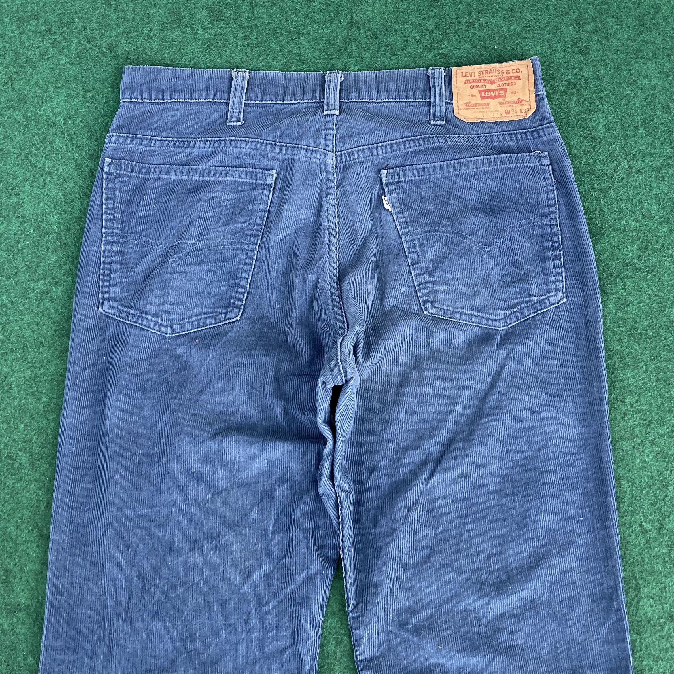 Levi's × Vintage Vtg Levis 517 Blue Corduroy Denim Flare Bootcut Jeans Size US 33 - 9 Thumbnail