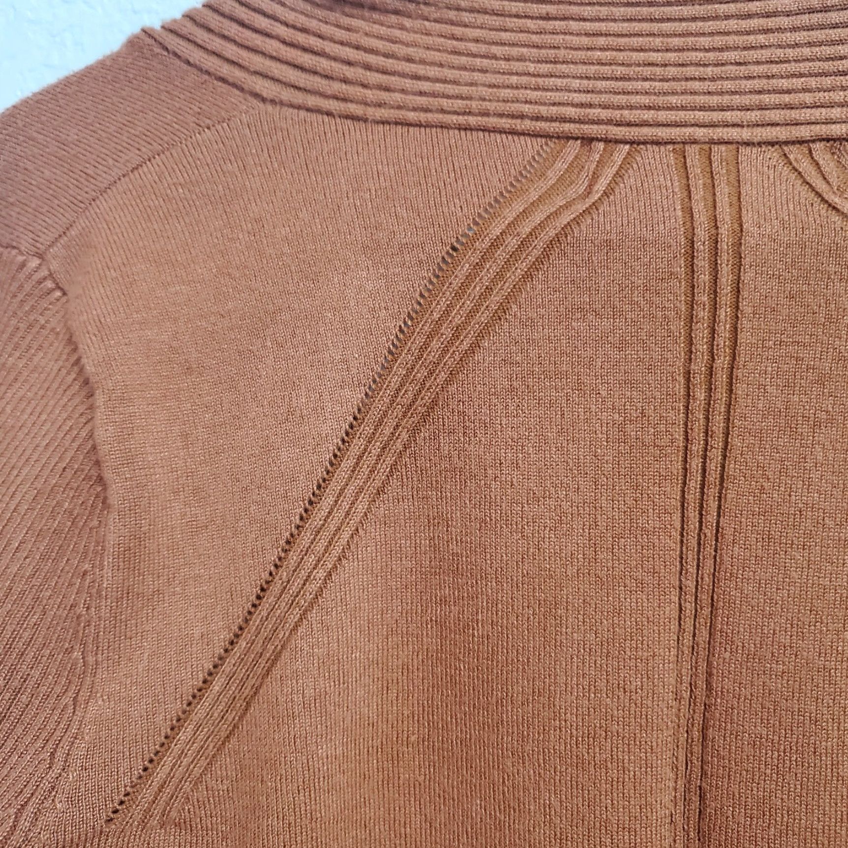 Vintage Magaschoni Cardigan Sweater Size XS Brown Open Front Ribbed Detail Long Sleeve Size XS / US 0-2 / IT 36-38 - 4 Thumbnail