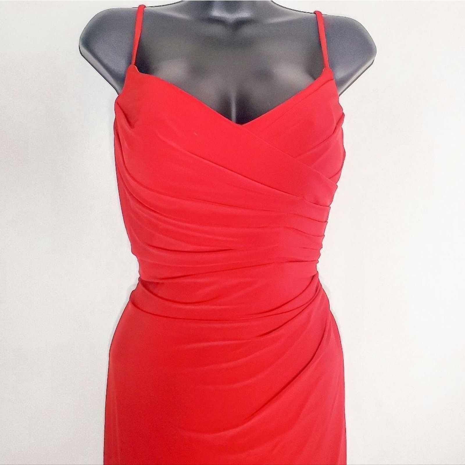 Vintage La Femme Red Ruched Open Back Corset Formal Prom Dress Sz 8 Size M / US 6-8 / IT 42-44 - 3 Thumbnail