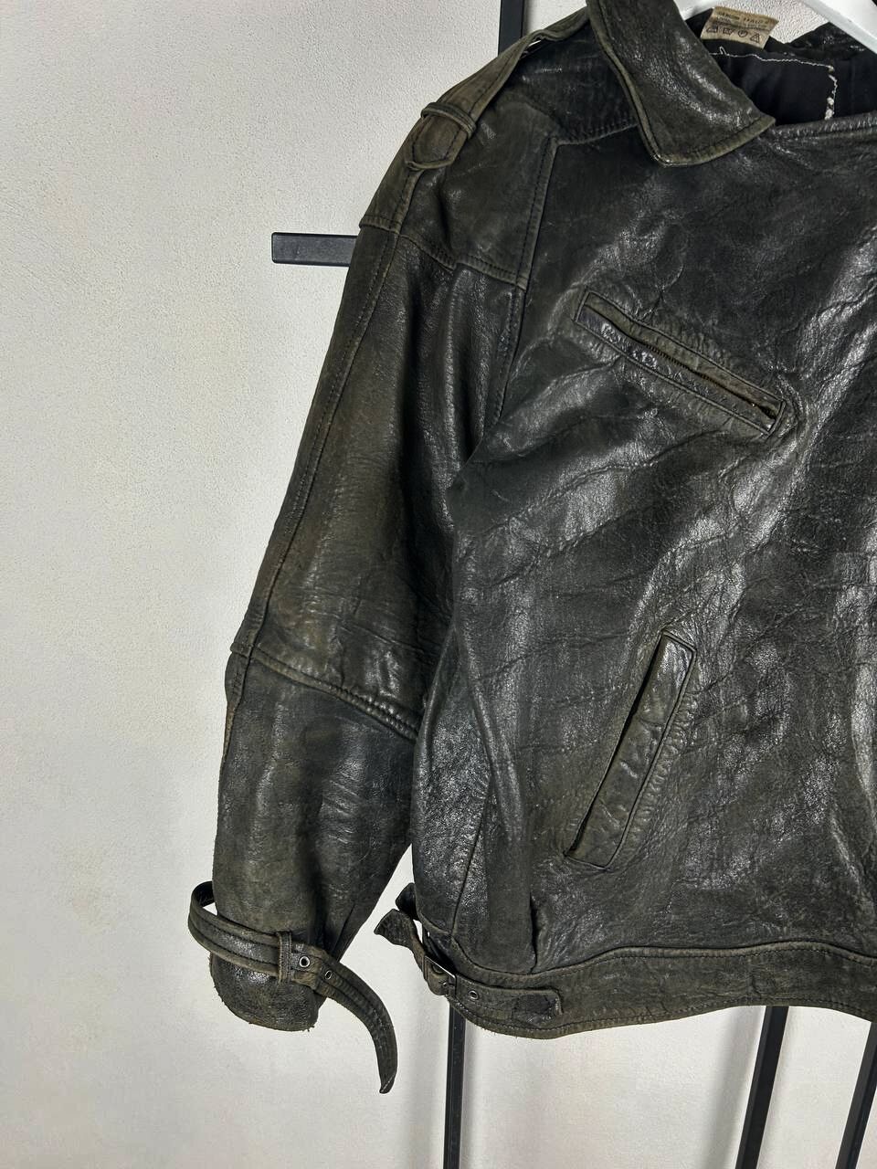 Japanese Brand Washed Japanes Cropped Boxy Leather Jacket Asymmetrical ZIP Size US L / EU 52-54 / 3 - 10 Thumbnail