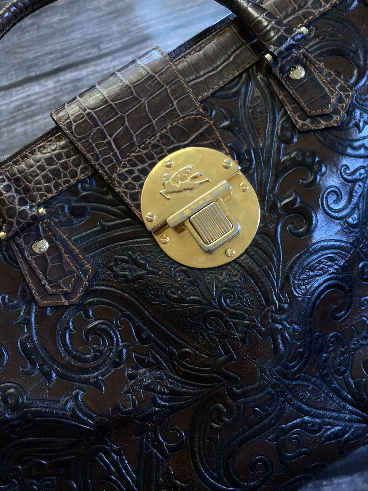 Etro Etro leather flowers vintage big logo bag Size ONE SIZE - 3 Thumbnail