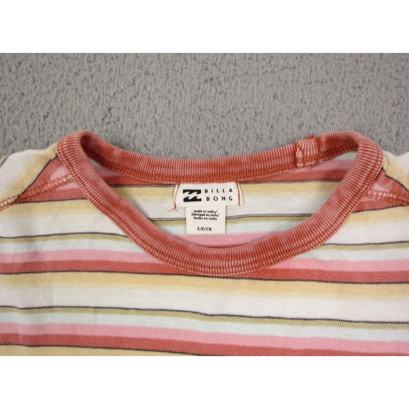 Billabong Billabong Shirt Womens Small Red Yellow Striped Basic Cropped T-Shirt Casual Summer Spring Mens? Womens Size S / US 4 / IT 40 - 3 Thumbnail