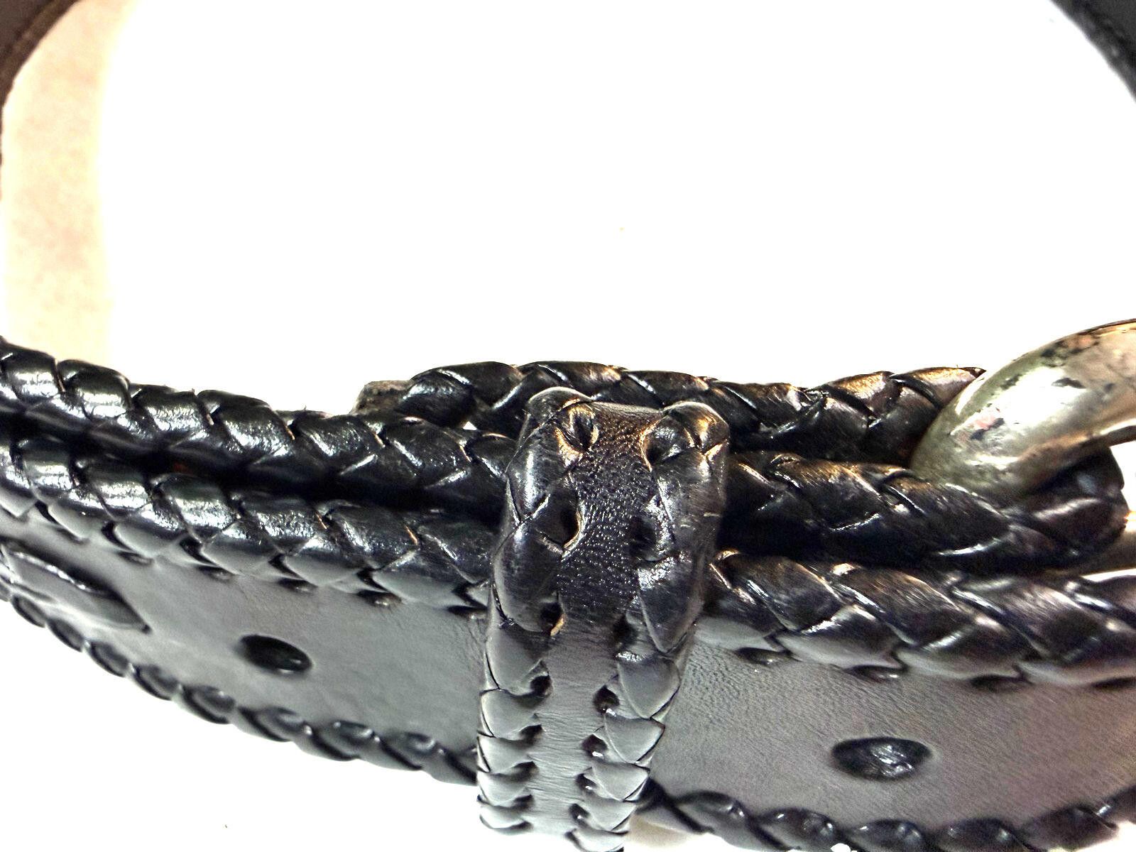 Michael Kors Vintage Michael Kors Black Leather Belt Mens XL Braided Edge Size ONE SIZE - 2 Thumbnail