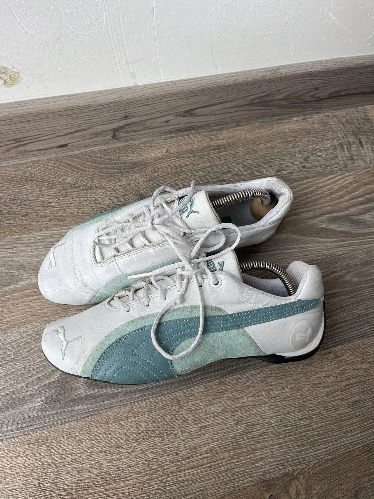 Puma × Vintage vintage puma speed cat racing sneakers sz 7 white/blue woman Size US 7 / IT 37 - 3 Thumbnail