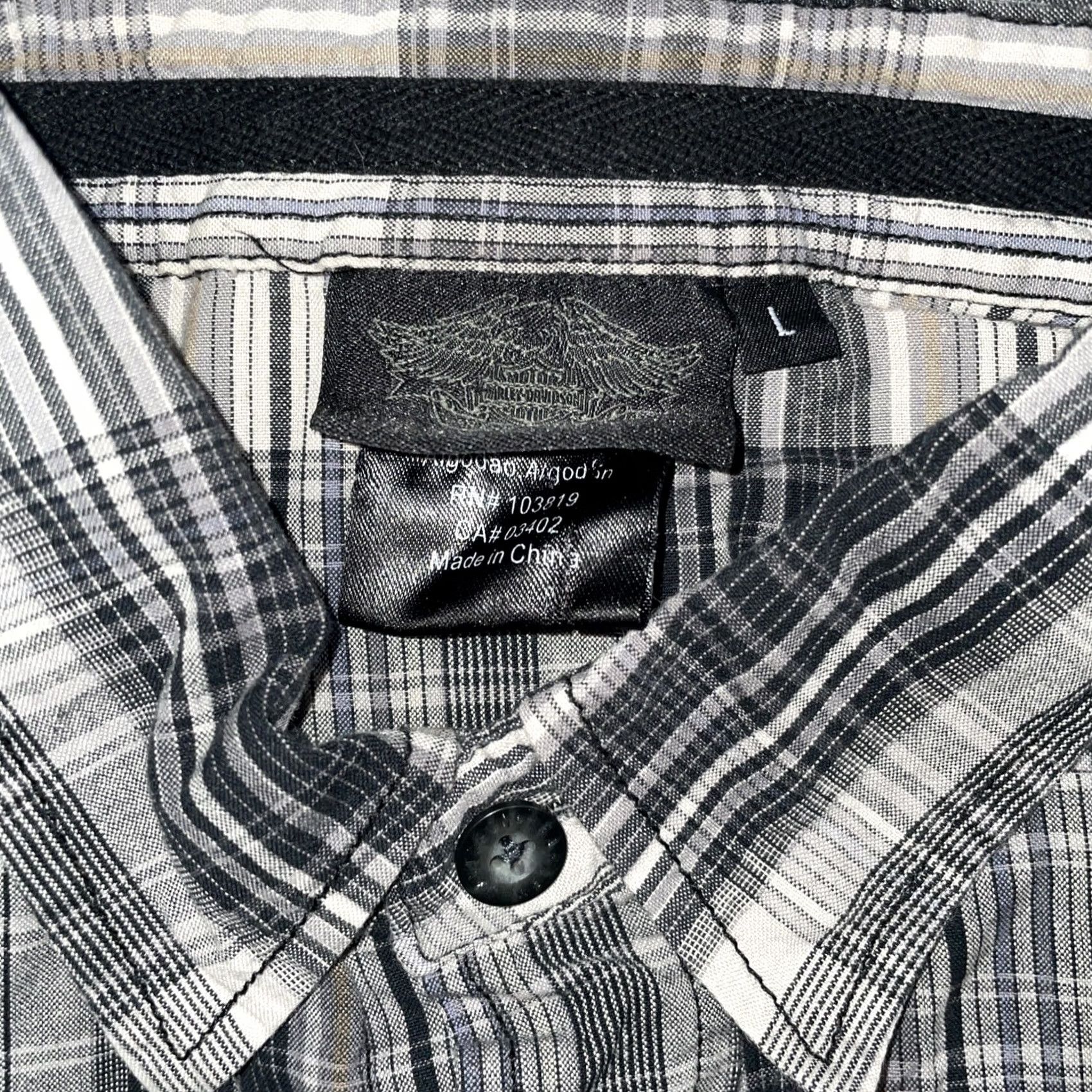 Harley Davidson Harley-Davidson Embroidered Plaid Button Shirt Mens L Gray Short Sleeve Button-Up Shirt Size US L / EU 52-54 / 3 - 3 Thumbnail