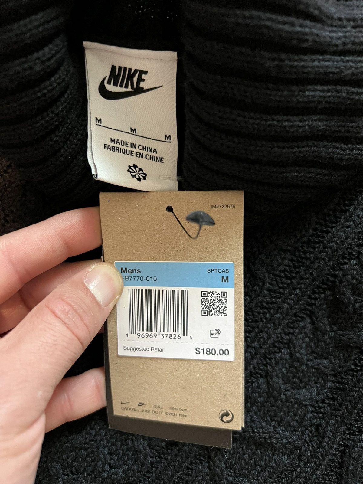 Nike Nike Life Men's Cable Knit Turtleneck Sweater Black Size US M / EU 48-50 / 2 - 5 Thumbnail