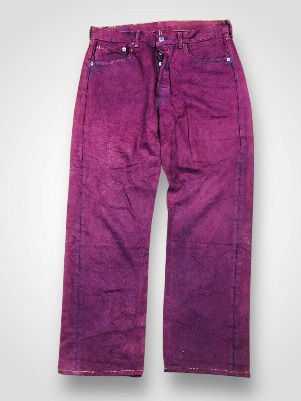 Levi's VINTAGE Levi's 501 USA Purple/Maroon Denim Button Fly (38) Size US 33 - 1 Thumbnail